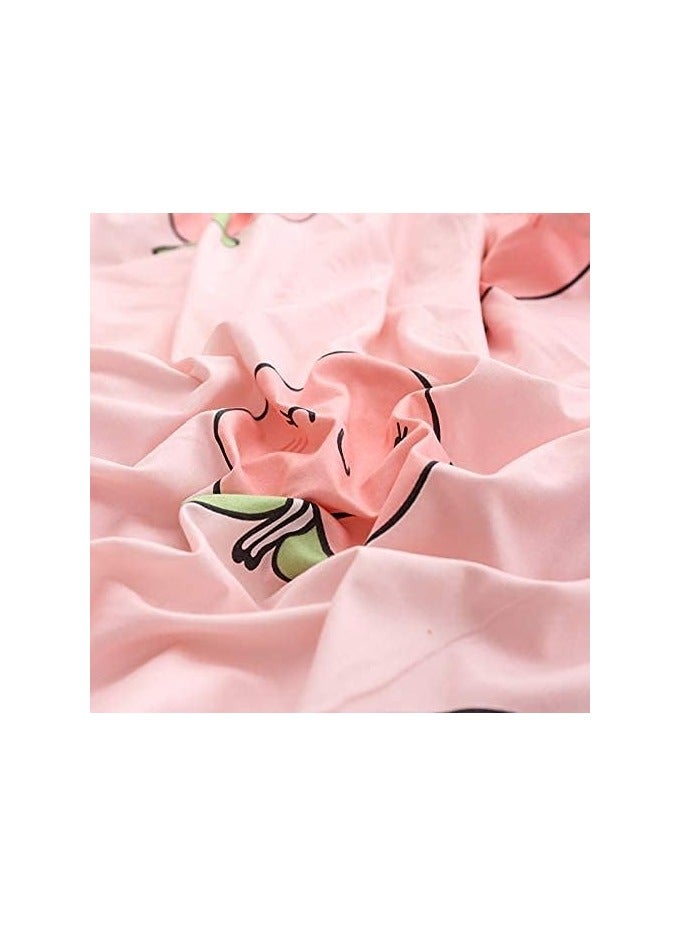 عام طقم لحاف جميع مفارش السرير الوردي الخوخ الوردي للأطفال كاواي فتيات لطيف لحاف لطيف فاكهة لطيف لحاف نباتات استوائية ناعمة قابلة للعكس أغطية أسرة ناعمة ديكور غرفة - Image 3