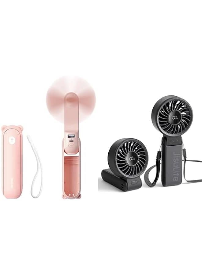 3 IN 1 Hand Fan with Power Bank, Flashlight  2024 3-IN-1 Handheld Fan Life7 with Powerful Wind and Foldable Design - Image 1