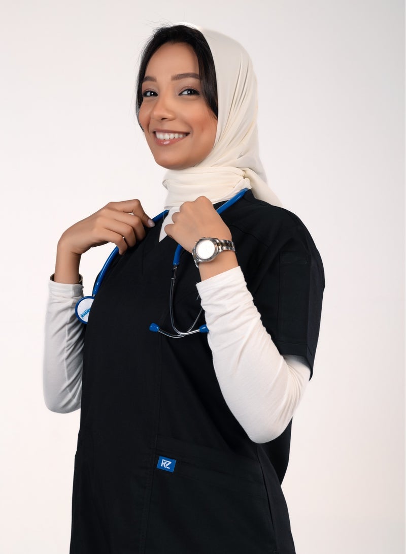 RZ Scrub Comfortable Lycra fabric Black with many pockets is meticulously crafted to retain its color without fading with repeated washing  - Image 2