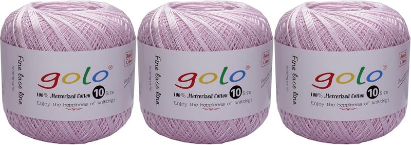 Golo 3 Balls Crochet Thread Size 10 Crochet Yarn for Hand Knitting 608 - Image 1