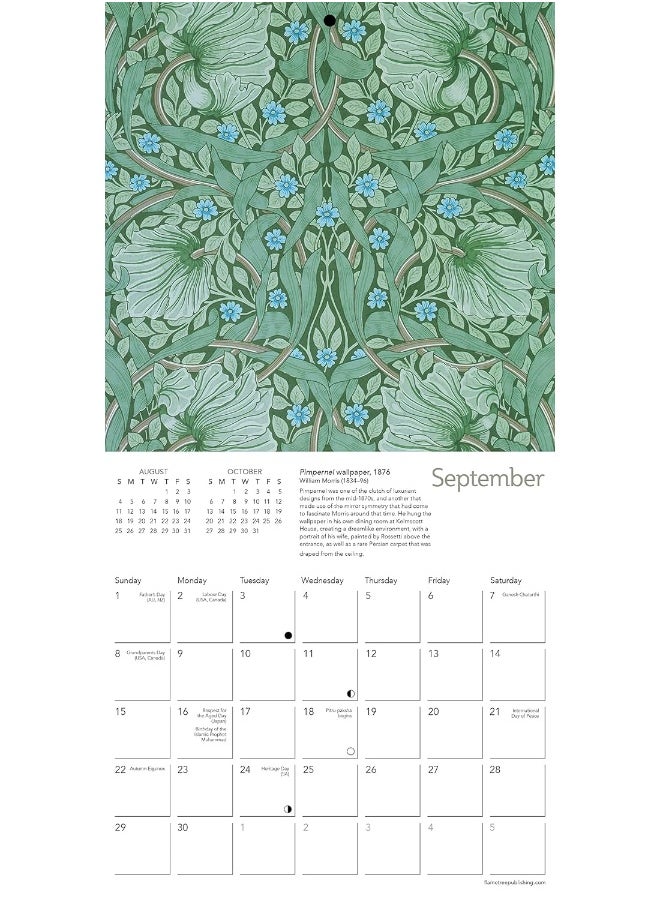 William Morris Gallery Mini Wall Calendar 2024 (Ar  - Image 4