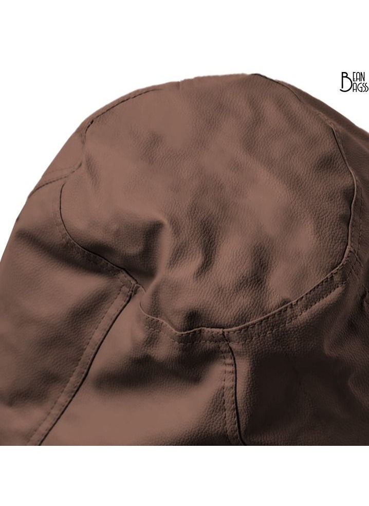 Bean Bagss - PVC Brown Bean Bag Filled Multi Purpose Faux Leather Bean Bag - Image 1