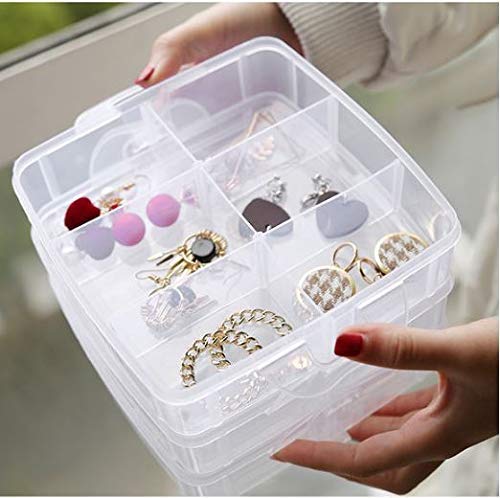 PUHBRHY Plastic 3 Tier Stackable Adjustable 18 Compartment Slot SnapLock Bead Craft Jewellery Tool Organiser White - Image 4