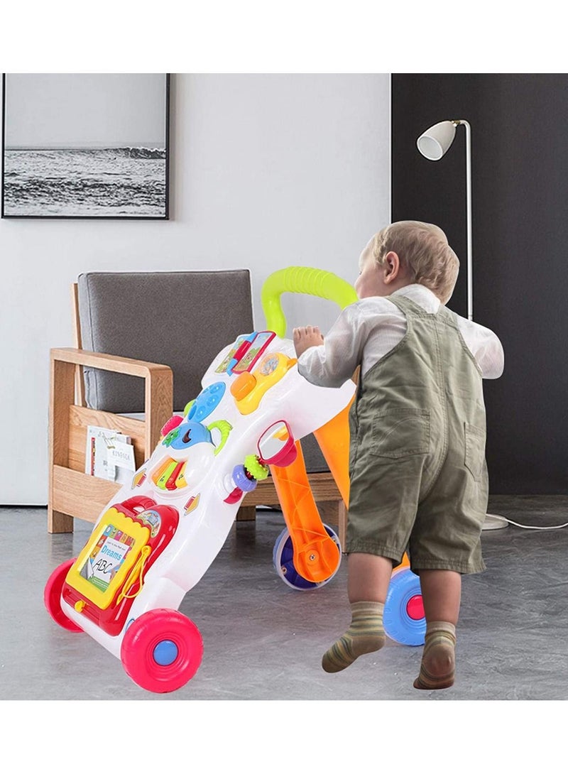 HUNGER Sit-to-Stand Learning Walker Tenlso Baby Walking Toys,Push Pull Toys - Adjust Speed, Non-Slip, Prevention O-Leg With Music,Mirror,Book - 0-3 Year Old  - Image 2