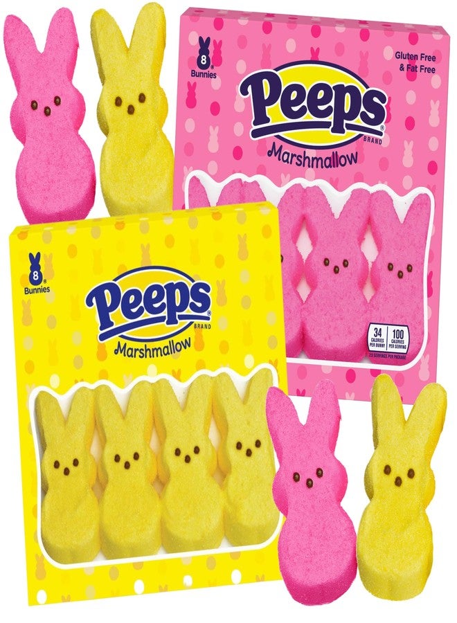 Peeps Marshmallow Peeps Pink and Yellow Easter Bunnies 8 ct (Pack of 2) - Image 1