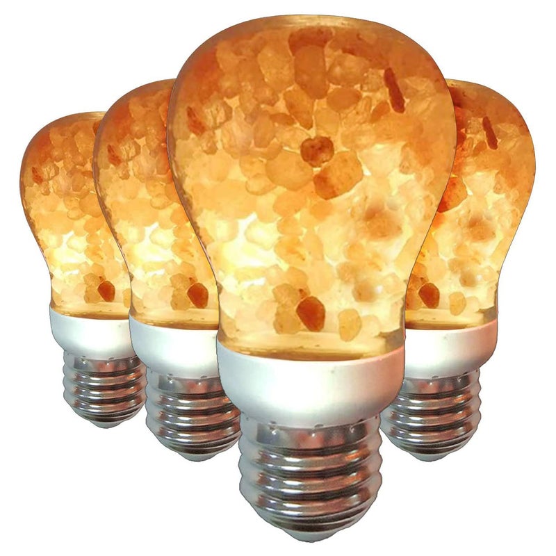 Himalayan Glow LED Light Bulb Patent Design 60Watt Equivalent Warm Amber Glow Salt Bulb Light 4 Count