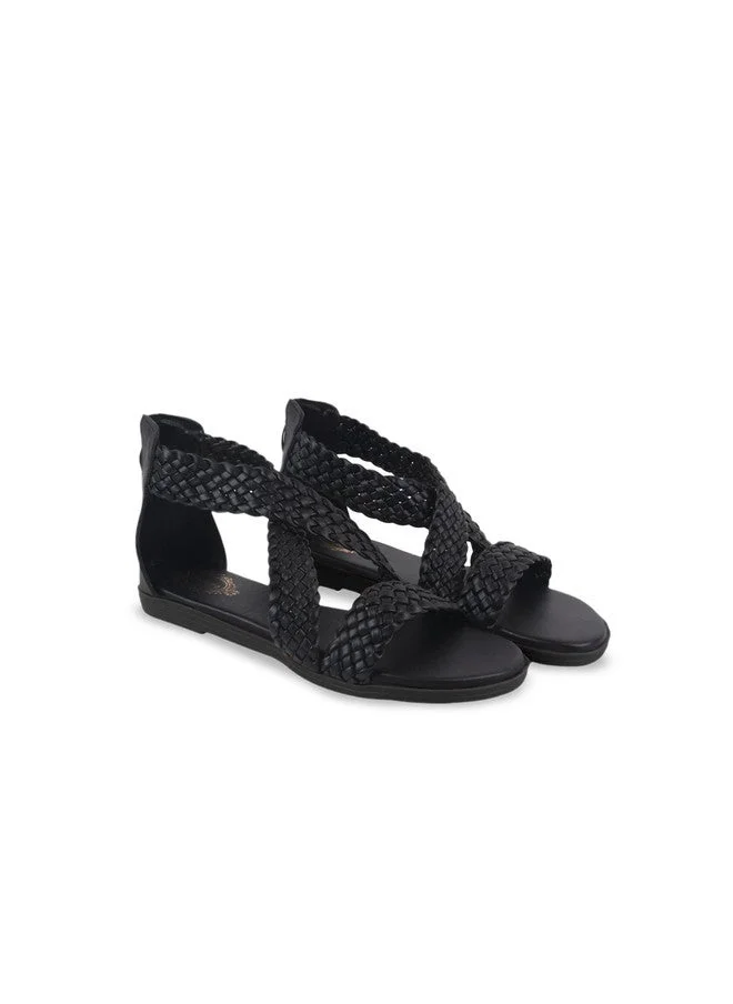 شوتوبيا Shoetopia Women's  Braided Gladiator Flat Sandals – Comfortable Casual Summer Stylish Sandals with Back Zip Closure