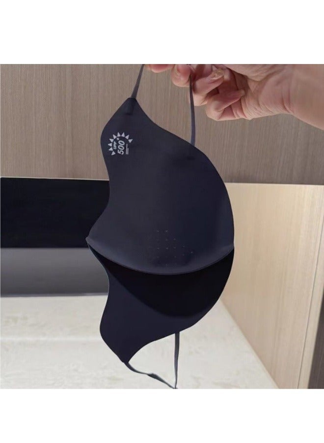 New Ice Silk Sunscreen Mask Outdoor Ice Breathable Sunscreen Mask Black  - Image 4