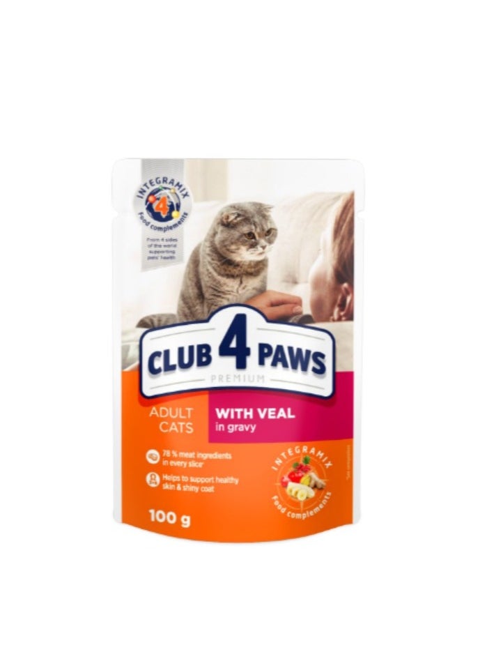 CLUB 4 PAWS - Club 4 Paws For Adults with Veal in Gravy - 100G - Image 1