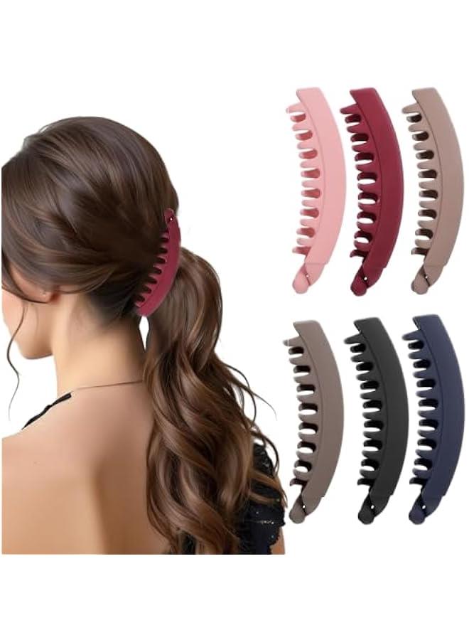 Generic 6PCS Banana Hair Clips, 5 Inch Large Banana Claw Clips Ponytail Clip Popper for Thick Thin Fine Hair Non Slip Banana Hair Holder Hair Accessories for Women Girl - Image 1