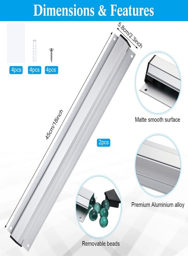 Photect 2 Pcs 18 Inch Restaurant Ticket Holder with 2 Stainless Steel Receipt Holder Spike Aluminum Slide Rack Rail for Restaurant Cafes Kitchen Pub Bar Hotel, Silver - Image 2