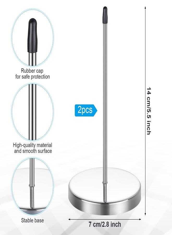 Photect 2 Pcs 18 Inch Restaurant Ticket Holder with 2 Stainless Steel Receipt Holder Spike Aluminum Slide Rack Rail for Restaurant Cafes Kitchen Pub Bar Hotel, Silver - Image 3