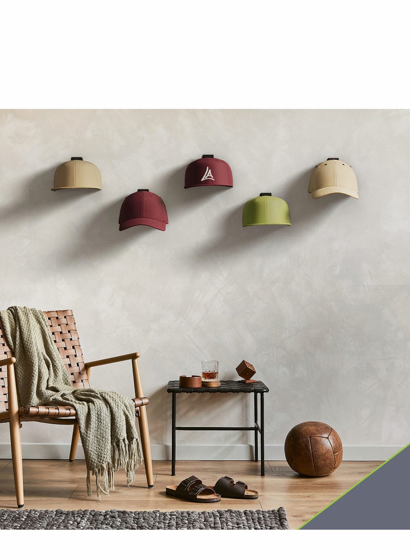 Excefore Adhesive Hat Hooks for Wall (12 Pack) Minimalist Rack Design, No Drilling, Strong Hold Hangers Room  Mancave, USA Patent Pending (Black) - Image 5