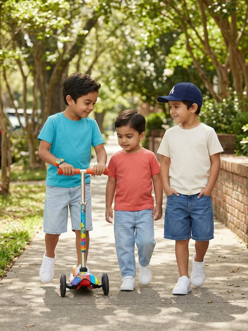 نوتيناتي Nautinati Boys' 100% Cotton Pack of 3 Solid Essentials Crew Neck T-shirts