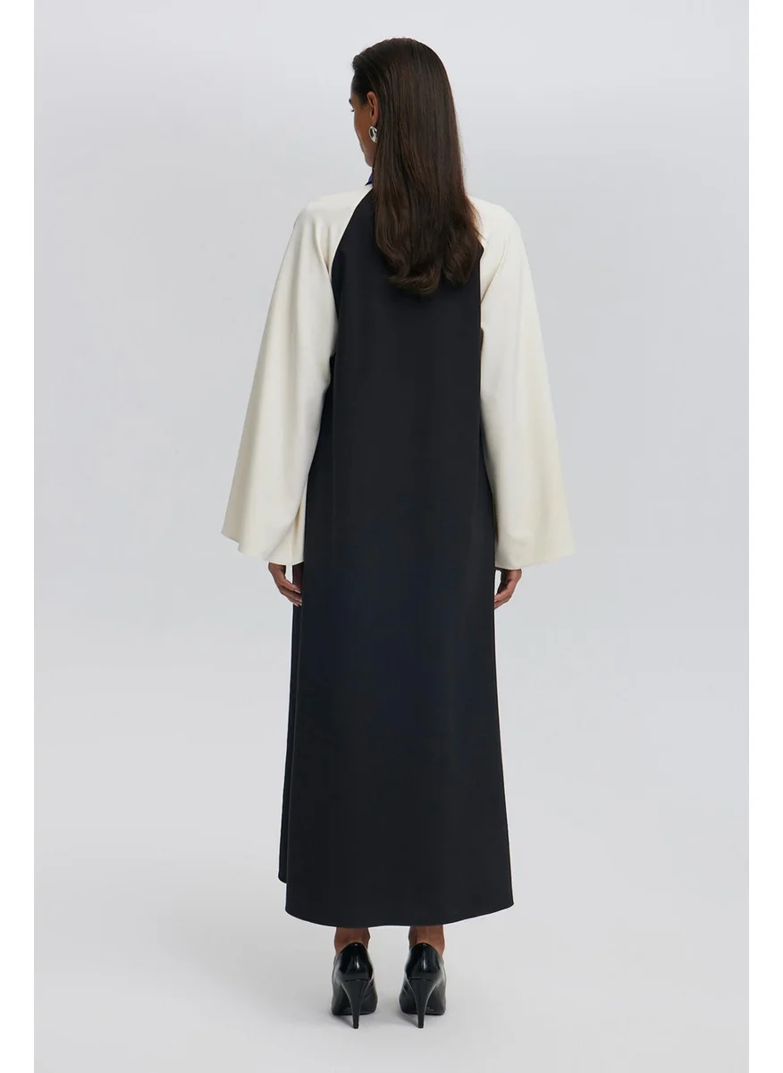 Touche Block Color Zippered Collar Dress