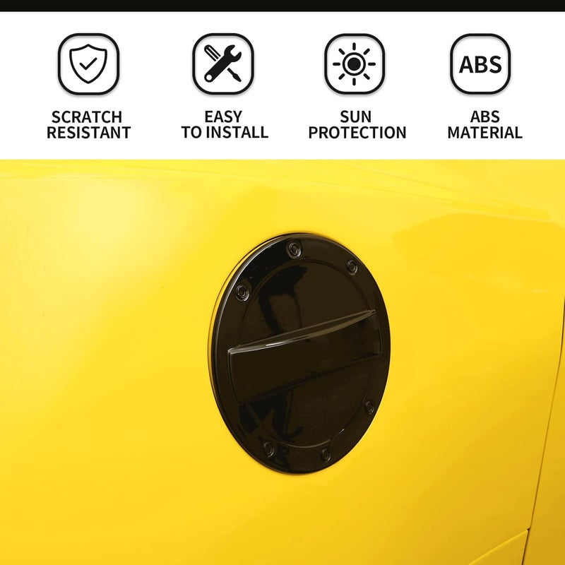 Hoolcar Gas Cap Fuel Filler Door Trim Cover for 2017-2022 Chevrolet Camaro, Black - Image 3