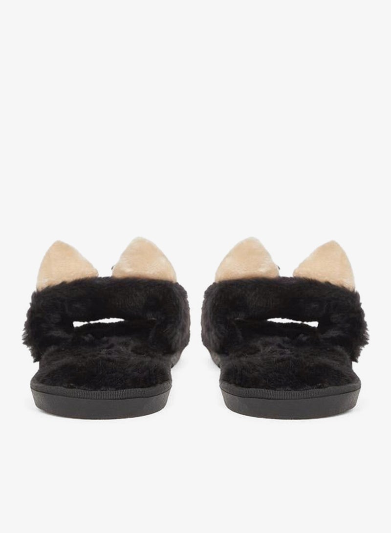 Styli Black Furry Bedroom Slippers - Image 5