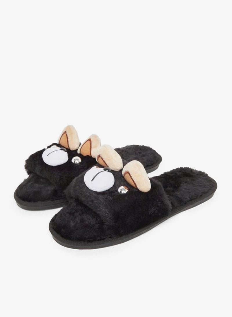 Styli Black Furry Bedroom Slippers - Image 3