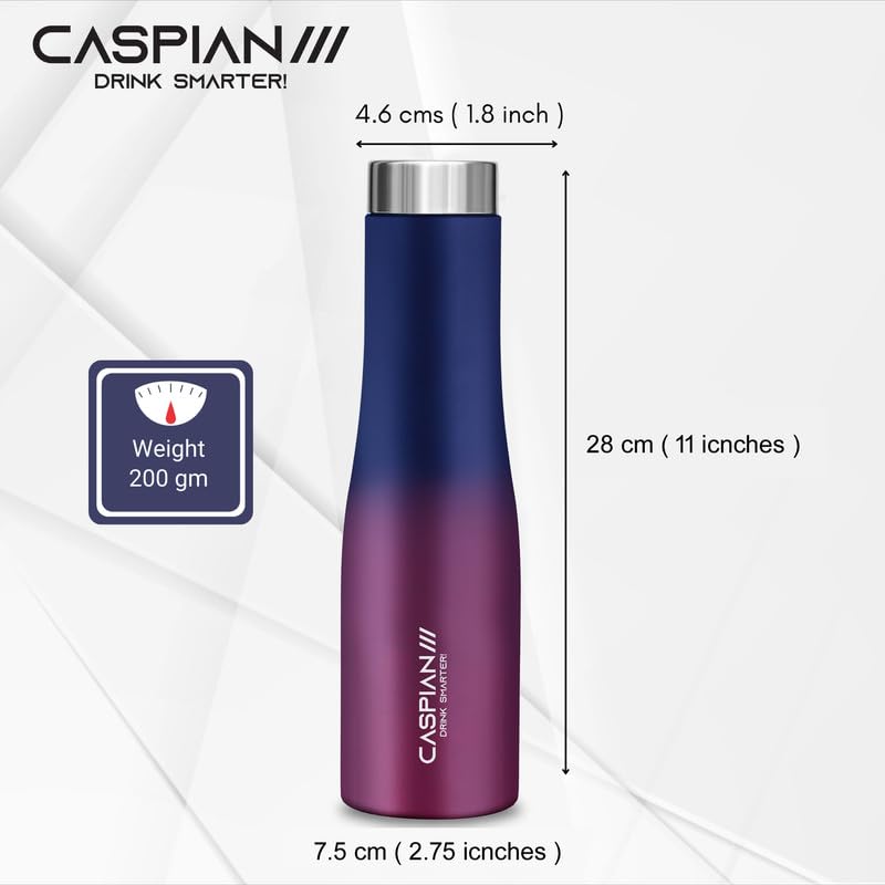 CASPIAN /// Aqua Dual Stainless Steel Water Bottle (Midnight Crimson, 1 Litre, Set of 6)| Leak Proof Thunder for Fridge Home Office Travel School Kids Boys Girls Adults Sports Gym Yoga - Image 3