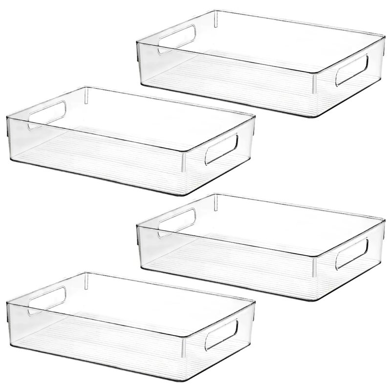 Shelfshaper Large Clear Plastic Storage Bins  Pantry Organizers And Storage Containers Fridge Organizer Bins For Organizing Home Kitchen Under Sink Bathroom Refrigerator Freezer Laundry Room - Image 1