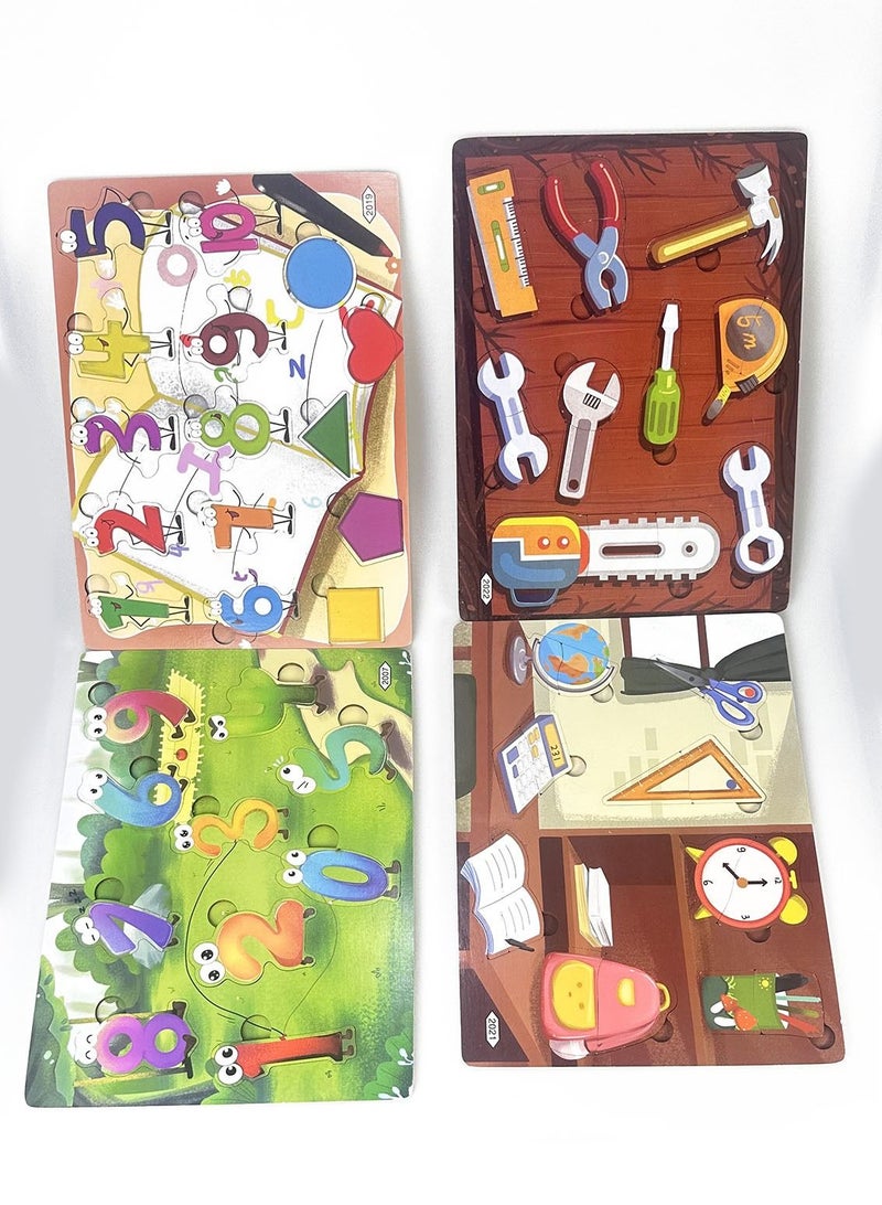 يوما أحجية الصور المقطوعة الخشبية للأطفال، مجموعة مكونة من 10 ألغاز (كيك، طلاء، كواكب، أرقام وحيوانات) للأطفال الصغار والأطفال. التعلم المبكر للأطفال والألعاب التعليمية - Image 4