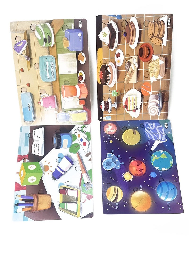 يوما أحجية الصور المقطوعة الخشبية للأطفال، مجموعة مكونة من 10 ألغاز (كيك، طلاء، كواكب، أرقام وحيوانات) للأطفال الصغار والأطفال. التعلم المبكر للأطفال والألعاب التعليمية - Image 3