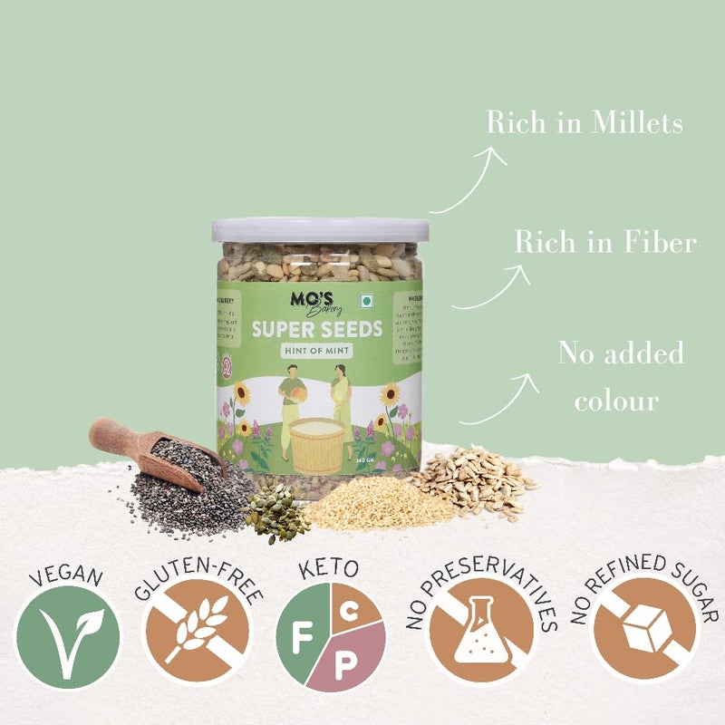 MOS Mo's Seeds Mix - Mint Flavour 340 g | Healthy seeds mix | Roasted Mix Seeds | Rich in Fiber & Good Fats - Image 3
