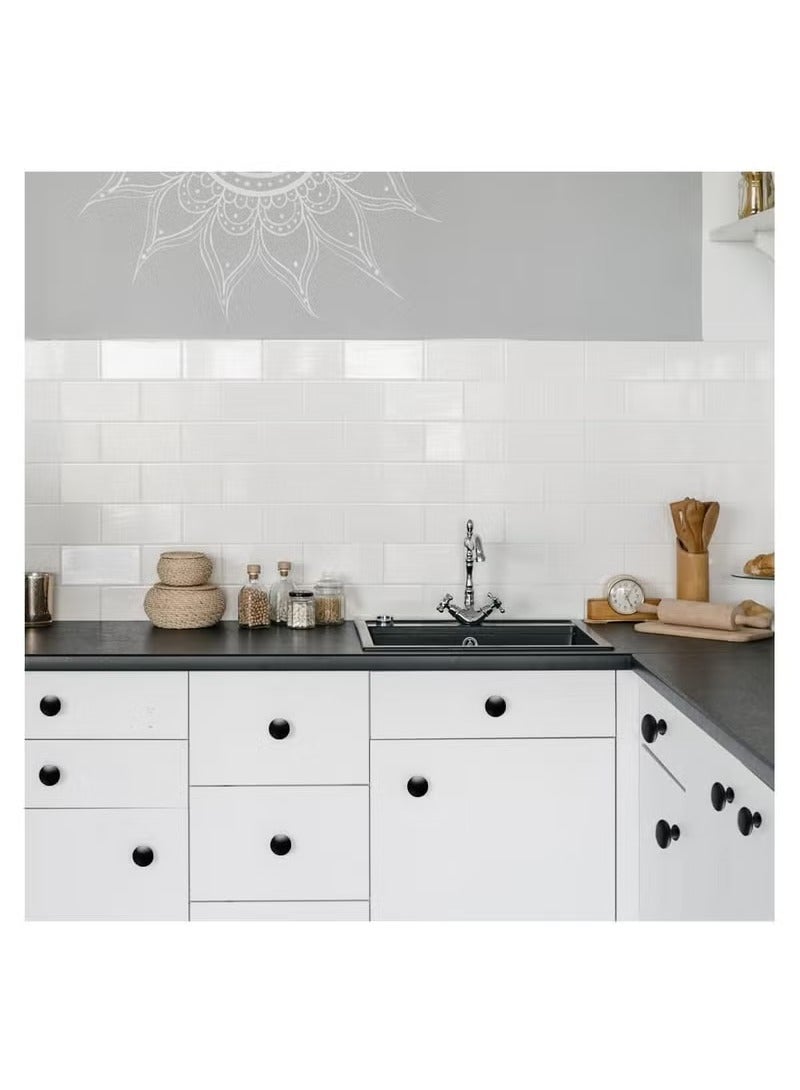 12 Pcs 30mm Black Cupboard Knobs Kitchen Cupboard Handles Cabinet Door Knobs Vintage Matted Round Drawers Cupboard with 12 Screws - Image 3