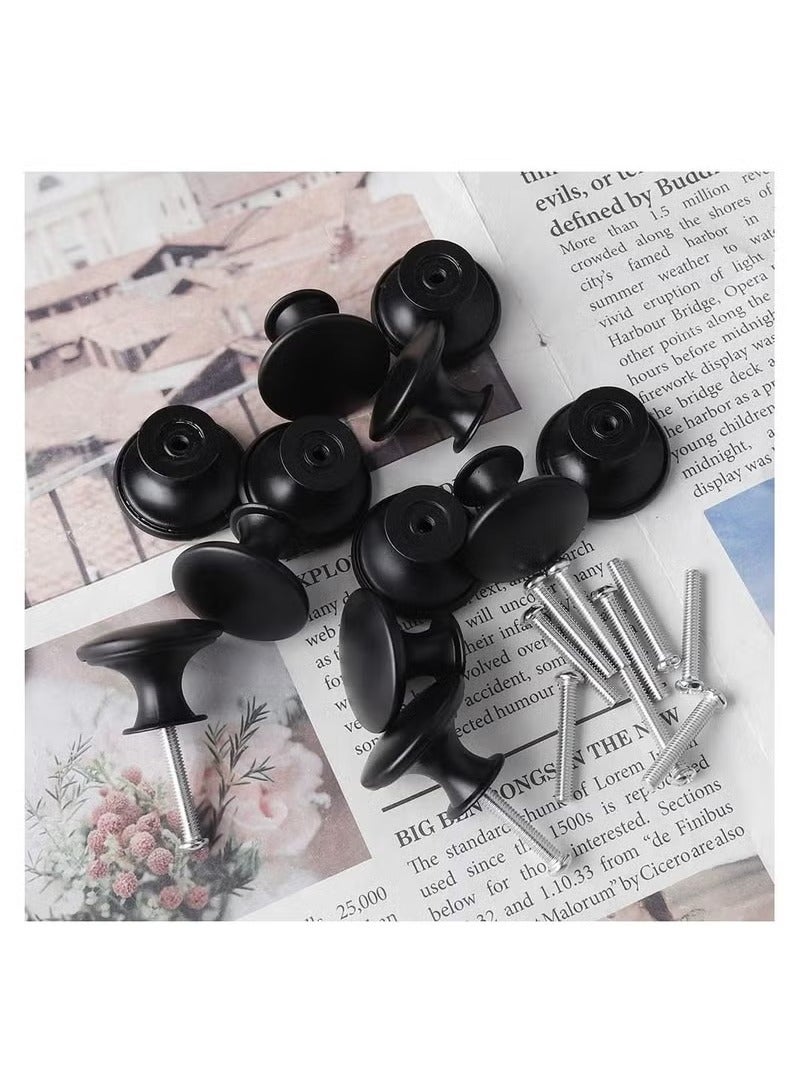 12 Pcs 30mm Black Cupboard Knobs Kitchen Cupboard Handles Cabinet Door Knobs Vintage Matted Round Drawers Cupboard with 12 Screws - Image 2