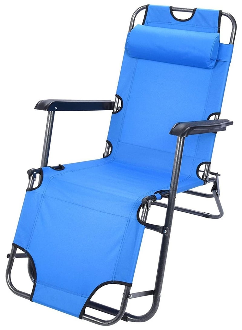 Cady One Portable Folding Recliner Chair for Seniors, Adjustable Camping Chair with Headrest, Durable Metal Frame Picnic Seat Ideal for Indoor and Outdoor Use Holds 120kg - Image 1