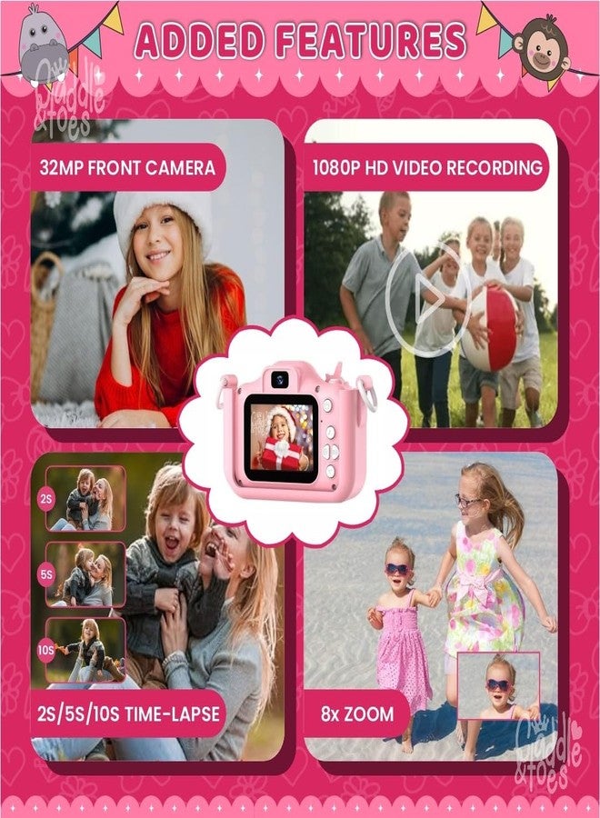 CADDLE & TOES Kids Camera for Boys Girls, 20MP 1080P Digital Video Camera for Kids, Christmas Birthday Gift for Boys and Girls Age (4+) to 12,Digital Camera (Pink-Fly-Wing Unicorn) - Image 4