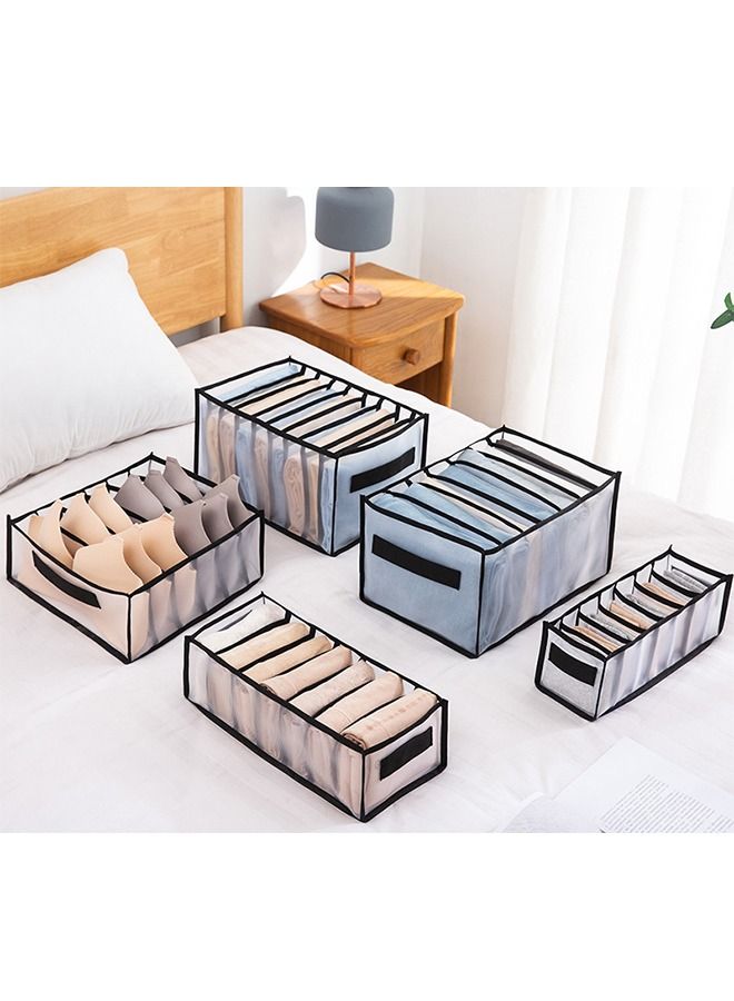 5 Pcs Ikea Style Dormitory Closet Organizer For Bra Socks Underwear/Home Separated Underwear Storage Box-Black  - Image 1