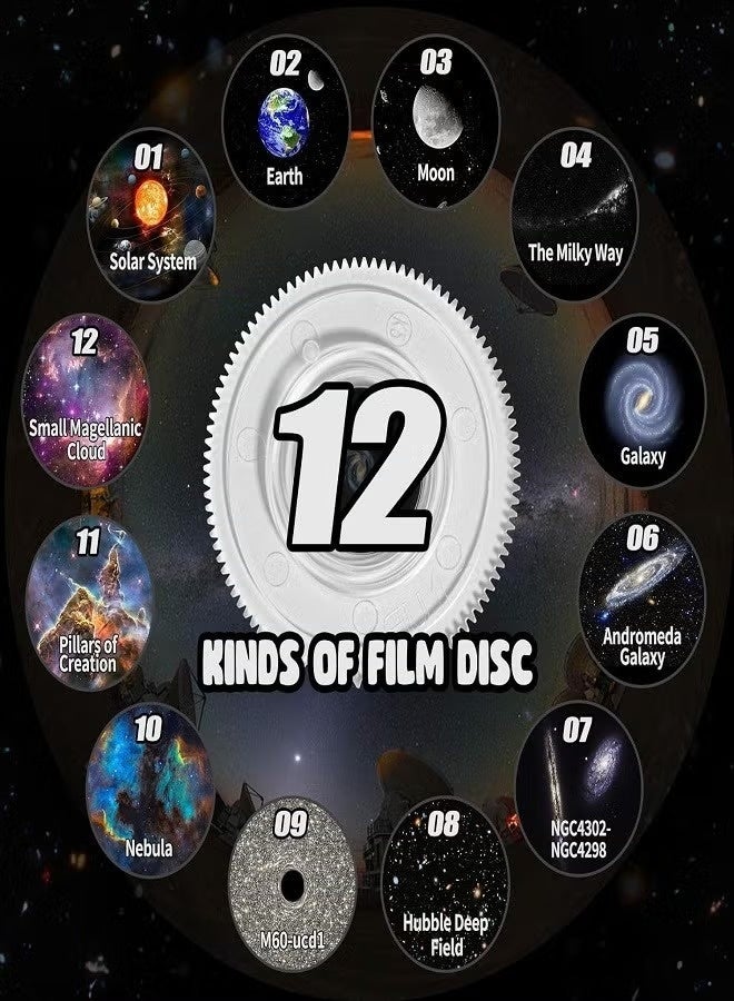بايكو جهاز عرض نجمي سماوي وجالاكسي مع أقراص عرض كوكبية 12 في 1 / واقعية 360-ضوء ليلي دوار للأطفال والكبار - Image 4