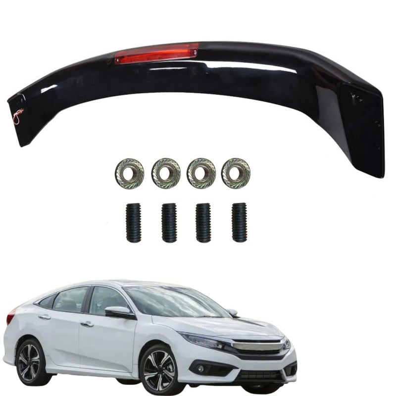 WFLNHB Glossy Black Trunk Spoiler Wing with Brake Light Lamp Replacement for Civic 4Door Sedan 20132015