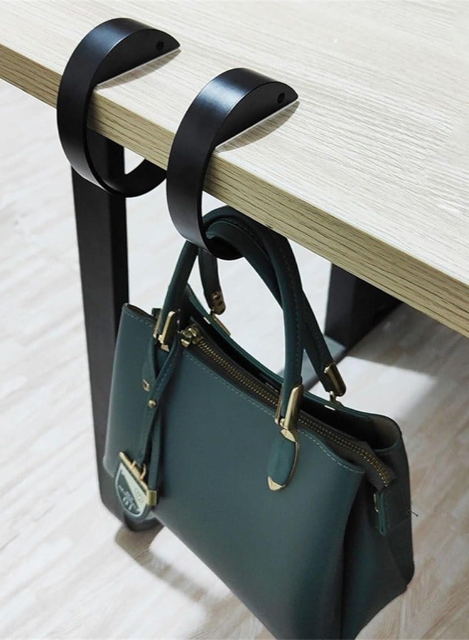 C Shape Purse Hook for Table, 2 Pcs Handbag Hanger for Desk Heavy Duty Purse Hook Floding Bag Holder, Metal Bag Hanger, Black  - Image 3