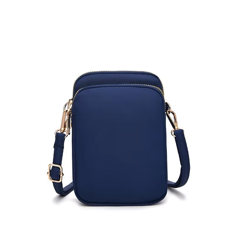 ketmart Nylon Ladies Mobile Phone Bags Purse Mini 3 Layers Zipper Shoulder Wallet Bag with Adjustable Strap(Color_Blue) - Image 1