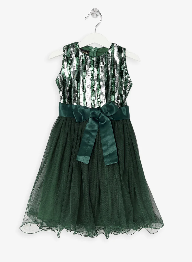 Little Golden Apple Little Sequin Top  Belted Dress