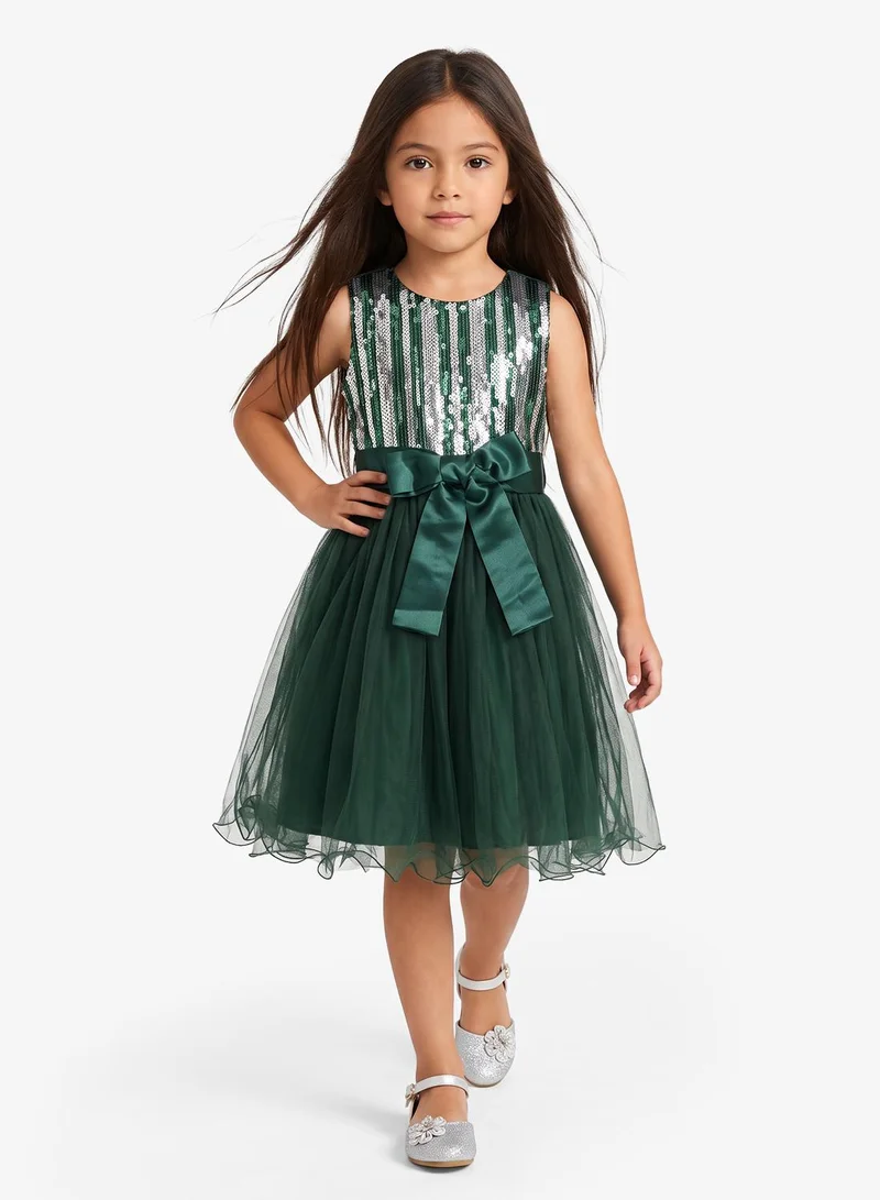 Little Golden Apple Little Sequin Top  Belted Dress