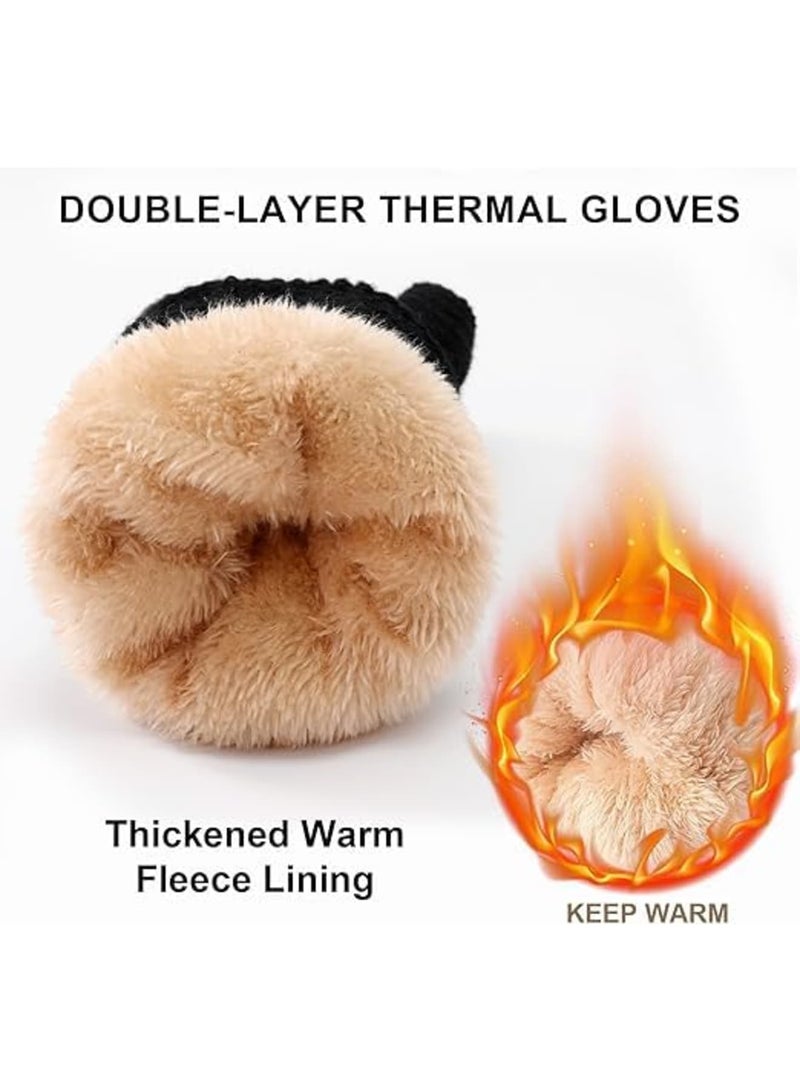 Luckam Winter Gloves, Warm Fleece Lined Knit Gloves, Touchscreen Cold Weather Glove with Non-Slip Grip, Thermal Insulated Handwear for Women, Skiing, Running, Outdoor Activities, Stretch Fabric (Black) - Image 5