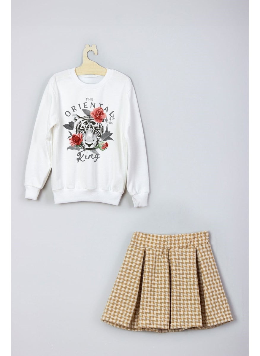 Ada Bebek Çocuk - Ada Baby Kids New Season Trend Printed Skirt Sweat Suit - Image 1