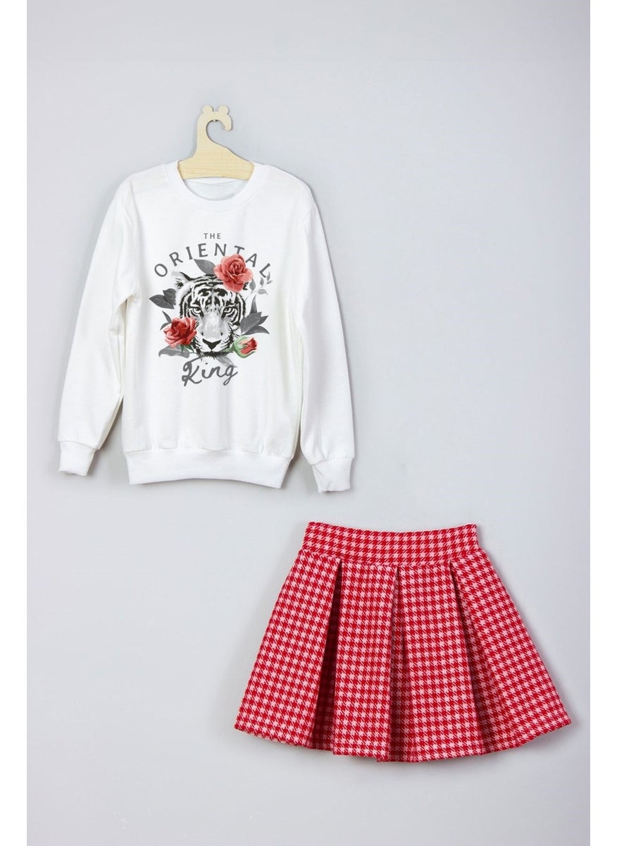 Ada Bebek Çocuk - Ada Baby Kids New Season Trend Printed Skirt Sweat Suit - Image 1