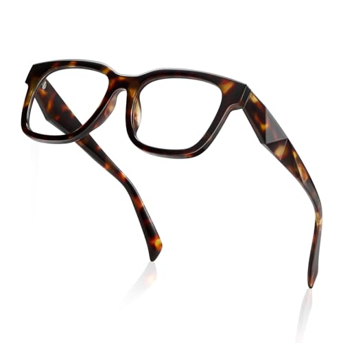 kimorn Blue Light Blocking Glasses,Anti Eyestrain & UV Protection,Square Frame Glasses for Women and Men (Tortoiseshell) - Image 1