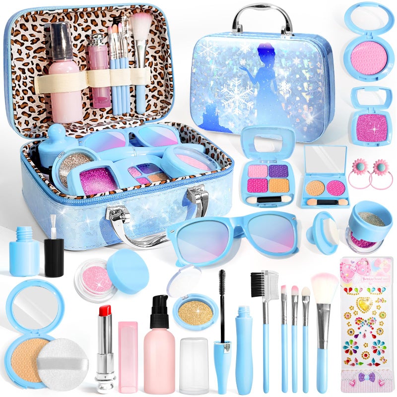 INNOCHEER Pretend Makeup for Toddlers, Fake Play Makeup for Little Girls, Frozen Toy Makeup Set for Girls, Birthday Christmas Princess Gifts Toddler Girl Toys Age 3 4 5 6 7 8 (Not Real Makeup) - Image 1