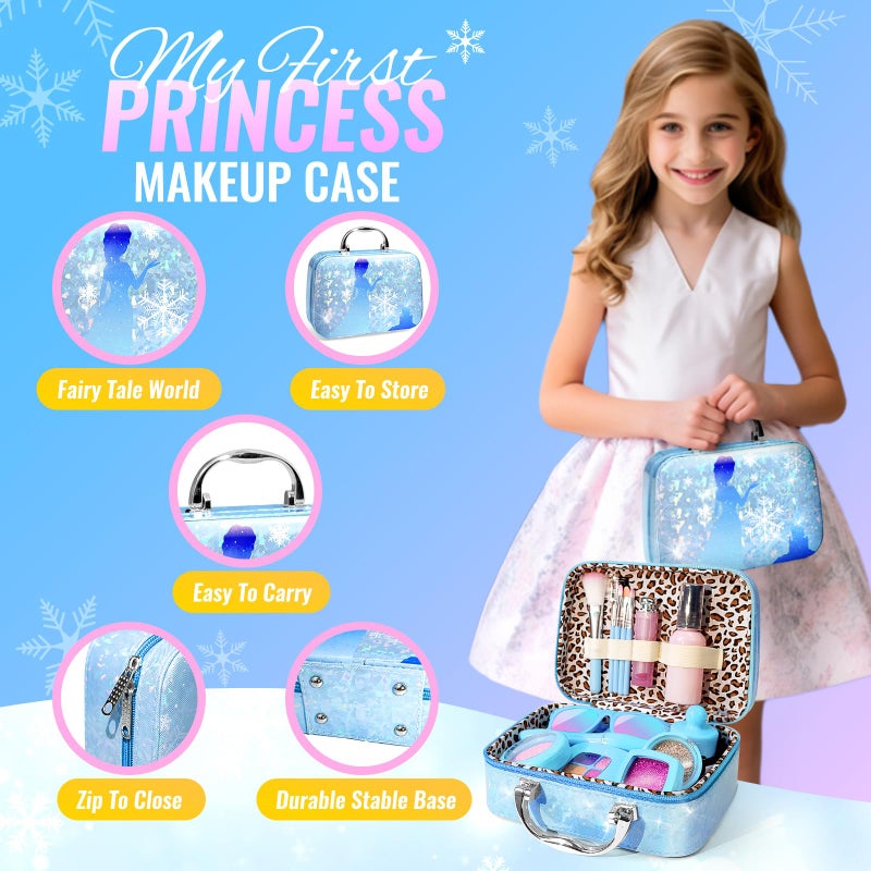 INNOCHEER Pretend Makeup for Toddlers, Fake Play Makeup for Little Girls, Frozen Toy Makeup Set for Girls, Birthday Christmas Princess Gifts Toddler Girl Toys Age 3 4 5 6 7 8 (Not Real Makeup) - Image 4