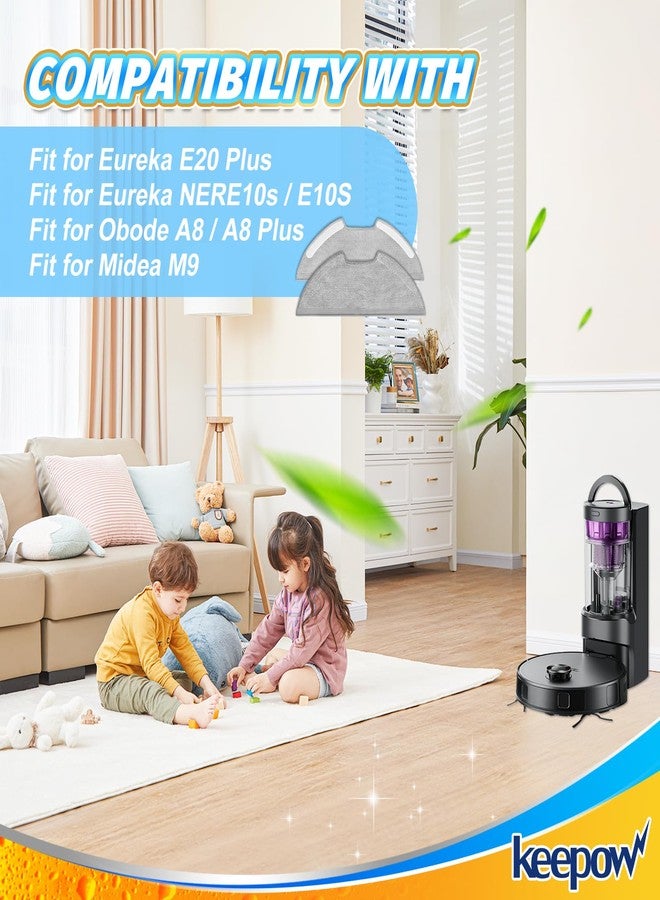 KEEPOW 8PCS Vacuum Replacement Parts Compatible with Eureka E10s E20 Plus Robotic Robot Vacuum Cleaner Microfiber Cleaning Cloth, E10s Mop Pad Washable Reusable Replacement Part - Image 2