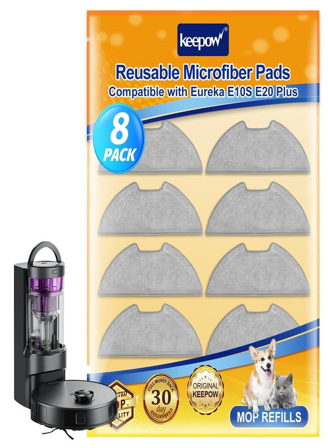 KEEPOW 8PCS Vacuum Replacement Parts Compatible with Eureka E10s E20 Plus Robotic Robot Vacuum Cleaner Microfiber Cleaning Cloth, E10s Mop Pad Washable Reusable Replacement Part - Image 1