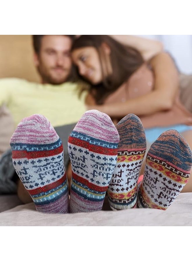 HZYH 5 Pairs Wool Socks, Vintage Winter Warm Wool Socks for Women, Soft Cozy Socks, Thick Knit Boots Socks Gifts for Women Men - Image 5