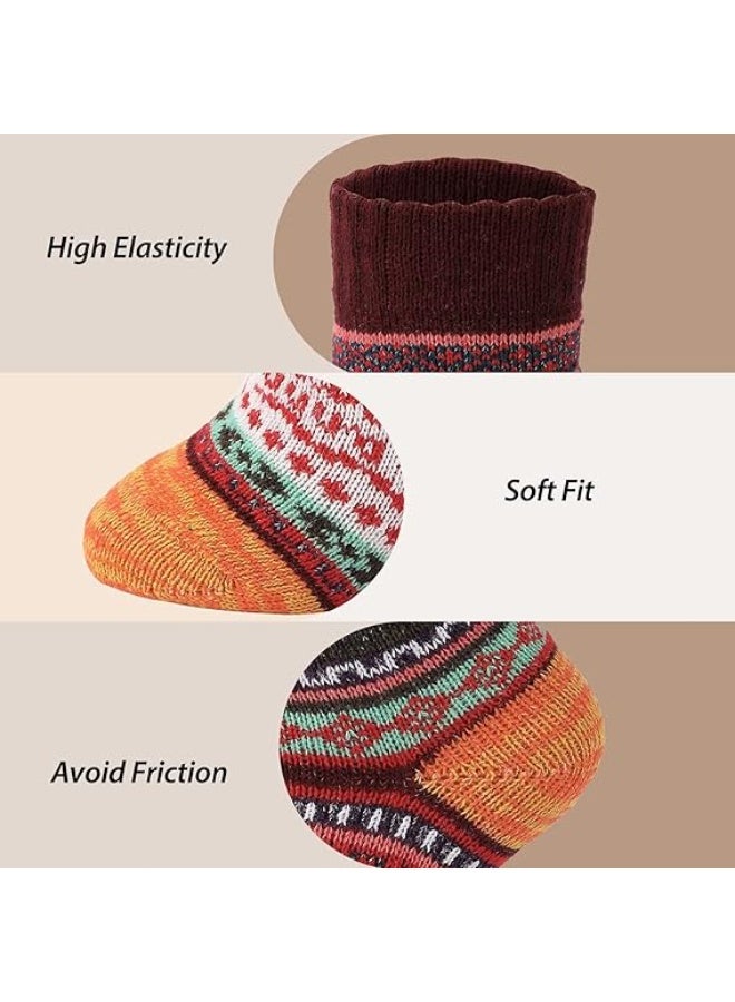HZYH 5 Pairs Wool Socks, Vintage Winter Warm Wool Socks for Women, Soft Cozy Socks, Thick Knit Boots Socks Gifts for Women Men - Image 4