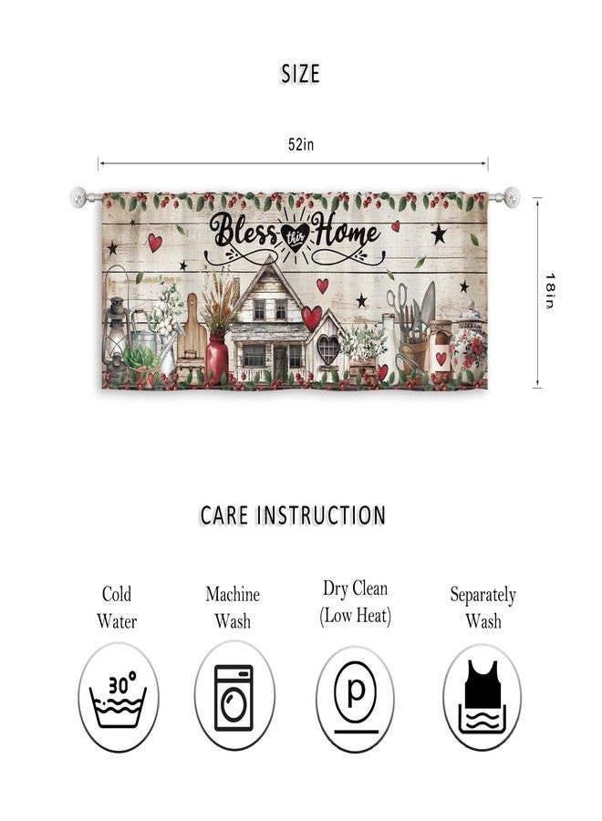 ريديكور ستائر ريفية من رييديكور، بتصميم ريفي عتيق، مصنوعة من الخشب، بنمط منزل خشبي، مزينة بقلب أحمر، مع جيب للعمود، مناسبة لغرف النوم والمعيشة. قماش مكون من لوحتين، مقاس 52 بوصة عرض × 18 بوصة ارتفاع. - Image 4