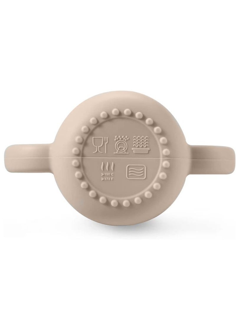 Baby Training Cup 180ml, Silicone Sippy Cup with Handles, Lid and Straw, Spill Proof and Non-Slip Straw Cup for Babies and Toddler (Brown) - Image 3